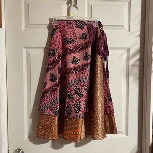 New reversible wrap silk skirt